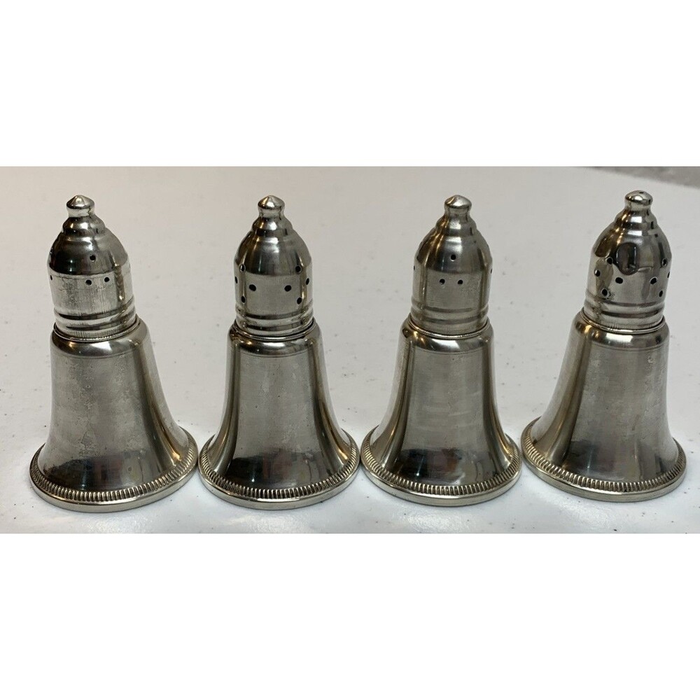 Duchin Creation Sterling Silver Salt & Pepper Shakers Glass Lined Weighted Set 4